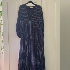 Sundress Black and Silver Striped Dress